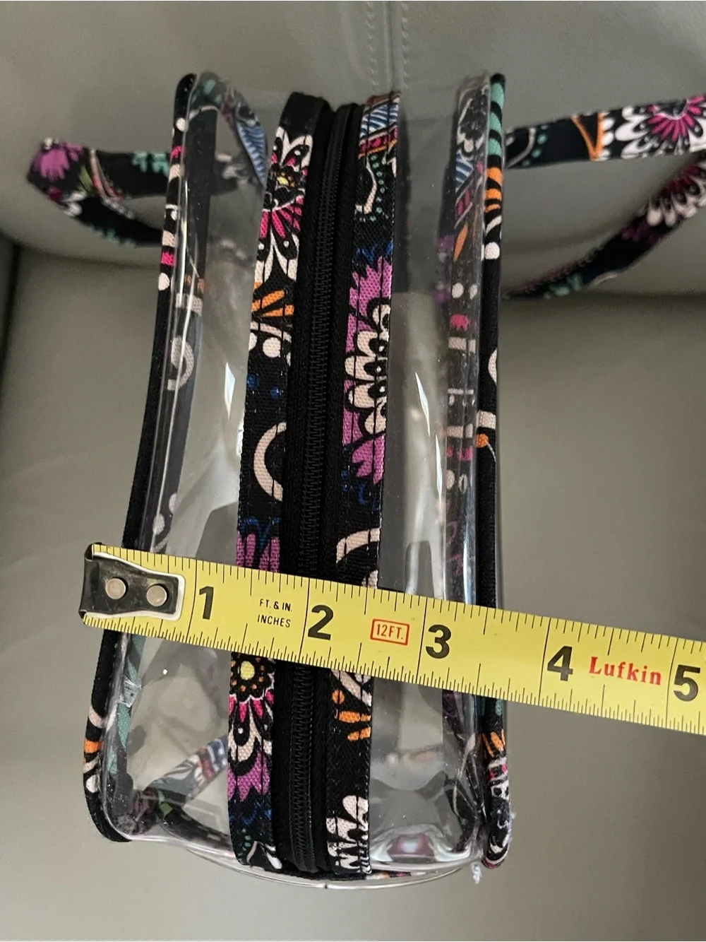 Vera Bradley Clear Cosmetic Case with Black Floral Trim